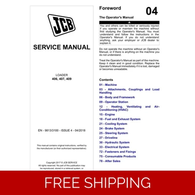 JCB 406, 407, 409 LOADER SERVICE REPAIR MANUAL JCB 406, 407, 409 LOADER SERVICE REPAIR MANUAL